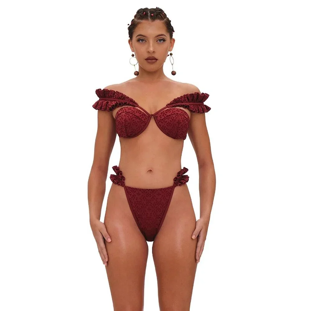 Andrea Iyamah Mulan Bikini Set Wine Color – Size XS NWT